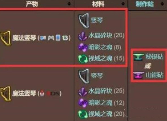 泰拉瑞亚魔法竖琴怎么合成-泰拉瑞亚魔法竖琴合成方法